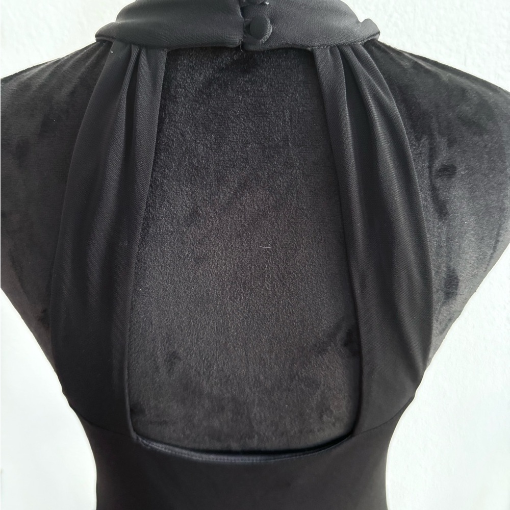 Anne Klein Black Embellished Drop-Waist Halter Midi Dress Size 6 - Picture 7 of 9